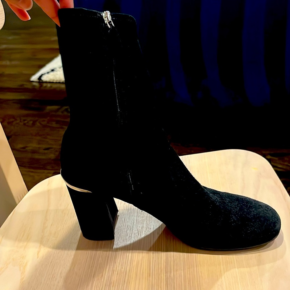 Black suede Prada shoes with minor wear